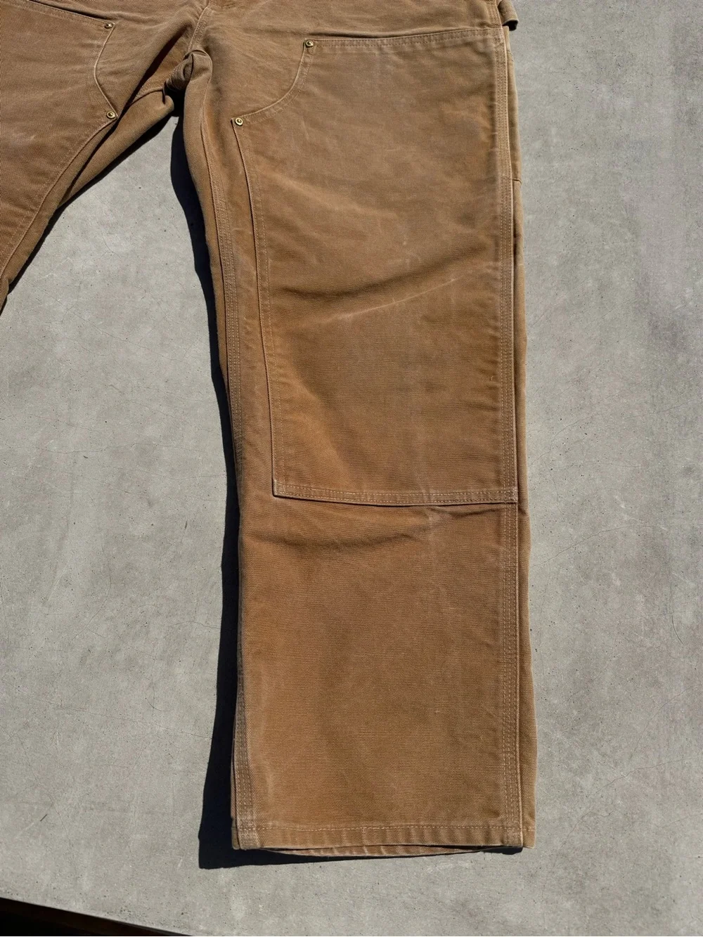 Men's USA made Carhartt double knee Carpenter Work Pants in Brown